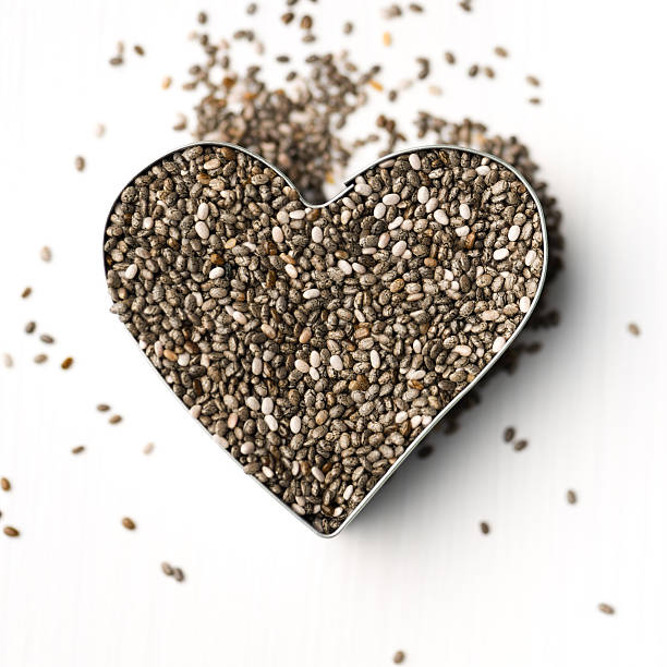 Chia seeds in a heart shape